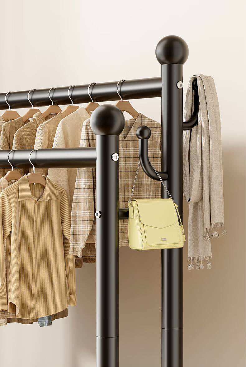 MICOE Clothes Drying Rack, Floor-Standing Bedroom Hanger, Indoor Clothes Rack, Movable Multi-Functional Coat And Hat Stand 5