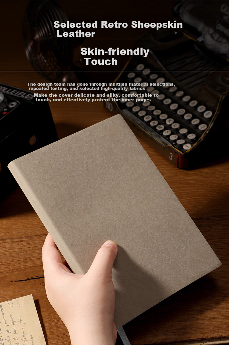 Baijinliren 4-Pack Business Notebooks, Sheepskin Cover, Thick Journal, Office Meeting Record Book, Customizable for Businesses, A5/240 Pages 2
