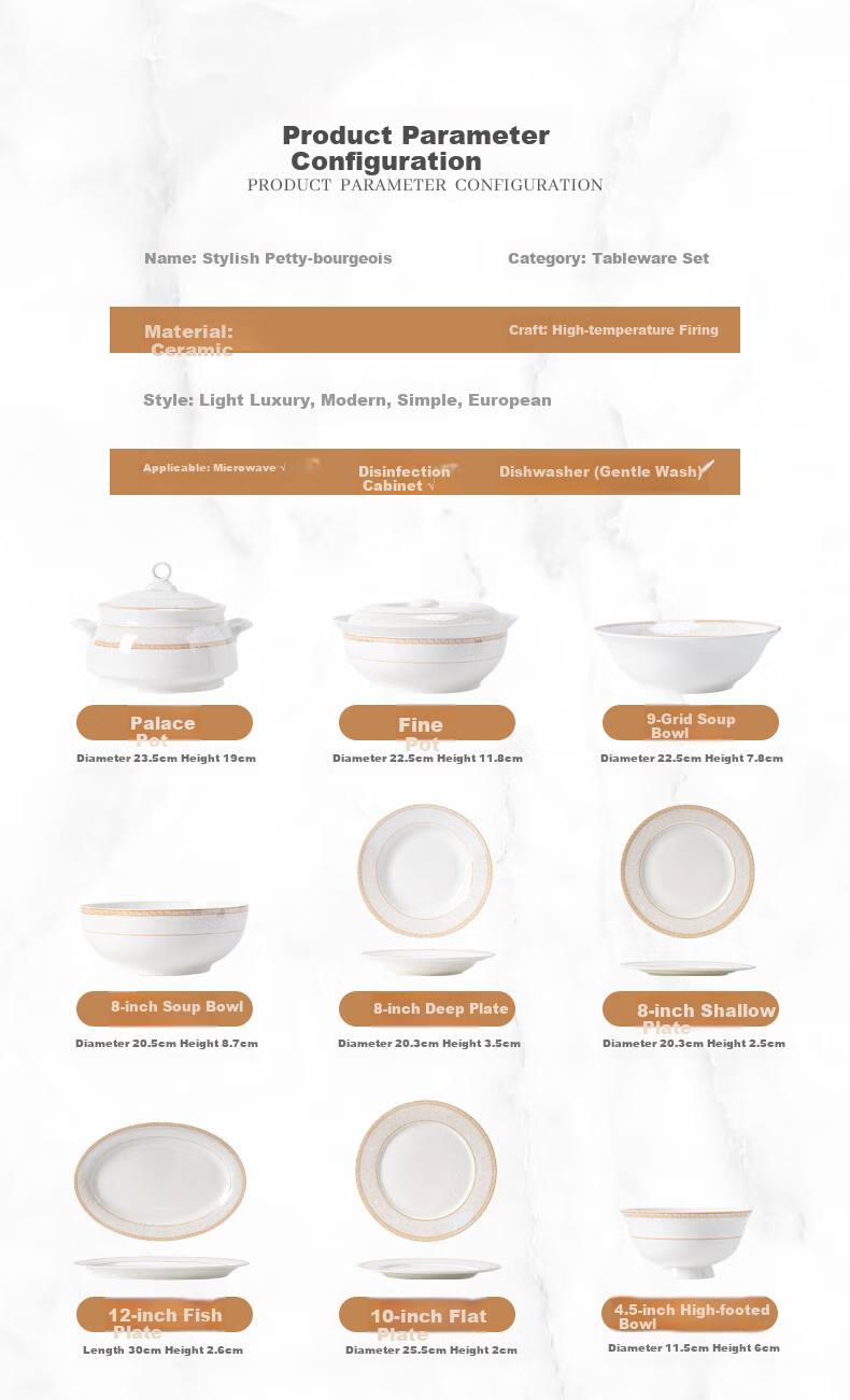 KANGQIN Ceramic Minimalist Luxury Bowl And Plate Set, Home Dining Tableware, Ceramic Bowls And Plates with Chopsticks, 81 Pieces, Upgraded Soup Pot Gift Box 17