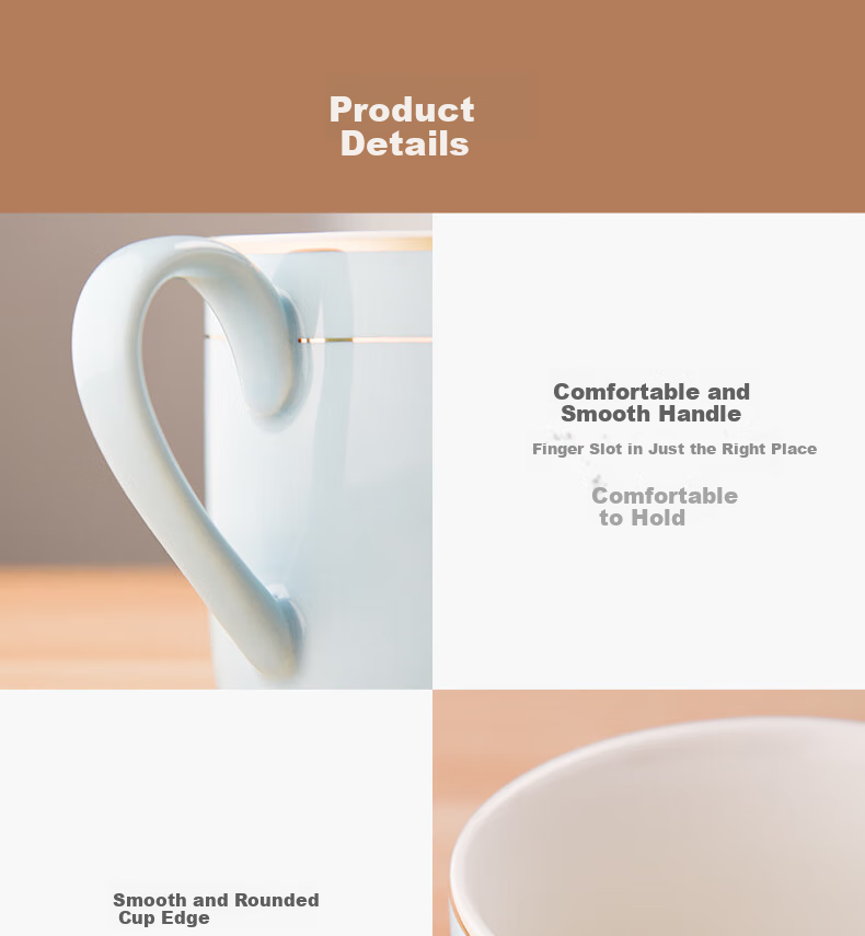 CLITON Bone China Ceramic Coffee Cup and Saucer Set of 2 High-End Couple Mugs Wedding Gift Box Set 7