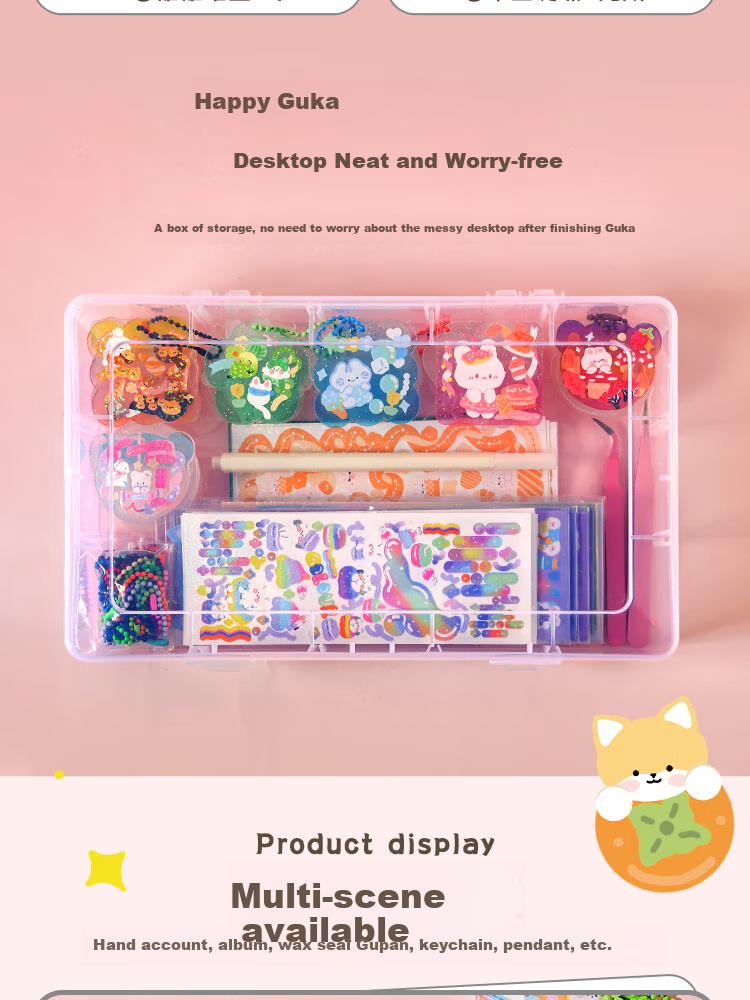 Sannianerban Guka Complete Material Kit, DIY Tool Set for Making Guka Cards, Stickers, Posters, Cards, Value-Packed Customizable DIY Planner, Birthday Gift for Boys And Girls [Round Bucket Set of 174 Pieces] Party Favor 8
