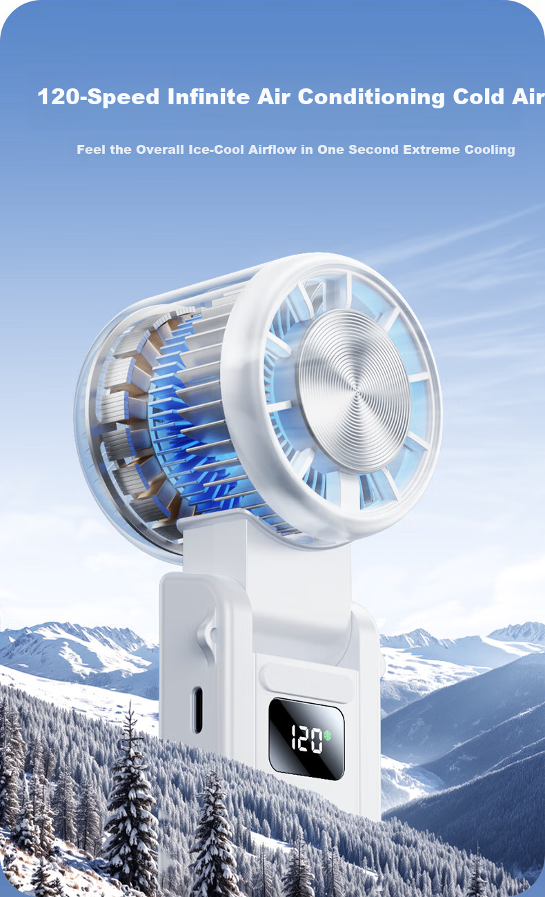 Azeada Handheld Foldable USB Fan, Desktop Neck-Hanging Mini Semiconductor Cooling Ice Pack, Powerful Turbine Fan with Long Battery Life And Quiet Operation, Portable Gift 11