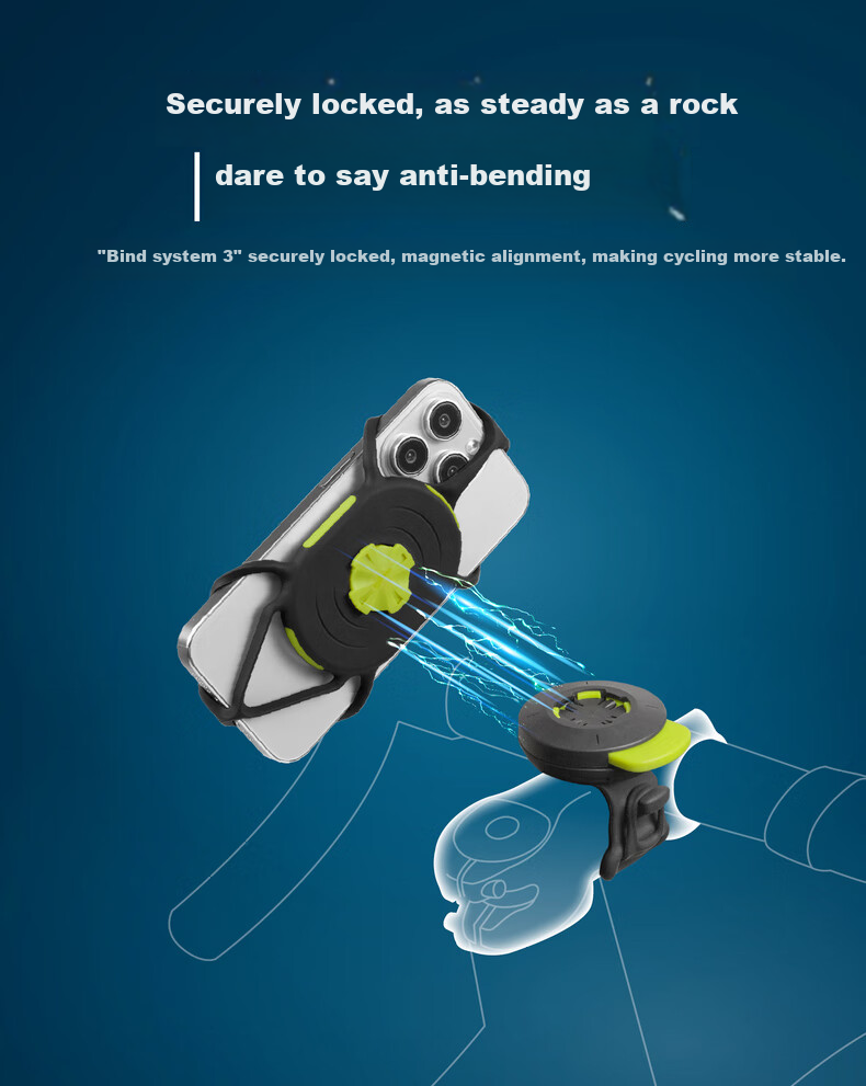 Bone Road Bike Phone Mount with Integrated Handlebar Magnetic Lock, Stable Anti-Shock Quick-Release Design Compatible with GARMIN Cycling Computers 2