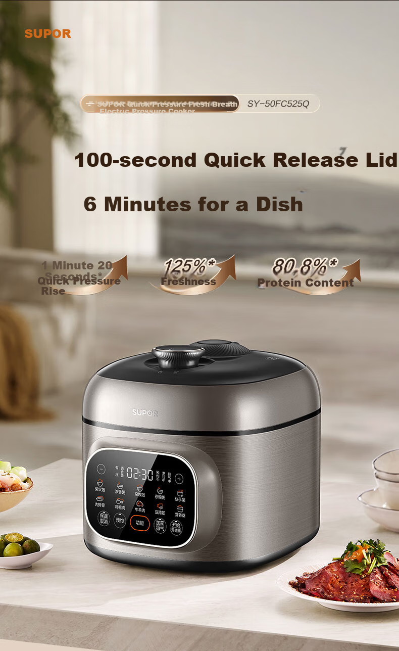 SUPOR ZMD Anxin Series, Home Use 5L Smart Reservation Ball Pot, Large Capacity Electric Home Fully Automatic Multifunctional Rice Cooker, Electric Pressure Cooker SY-50FC525Q 2