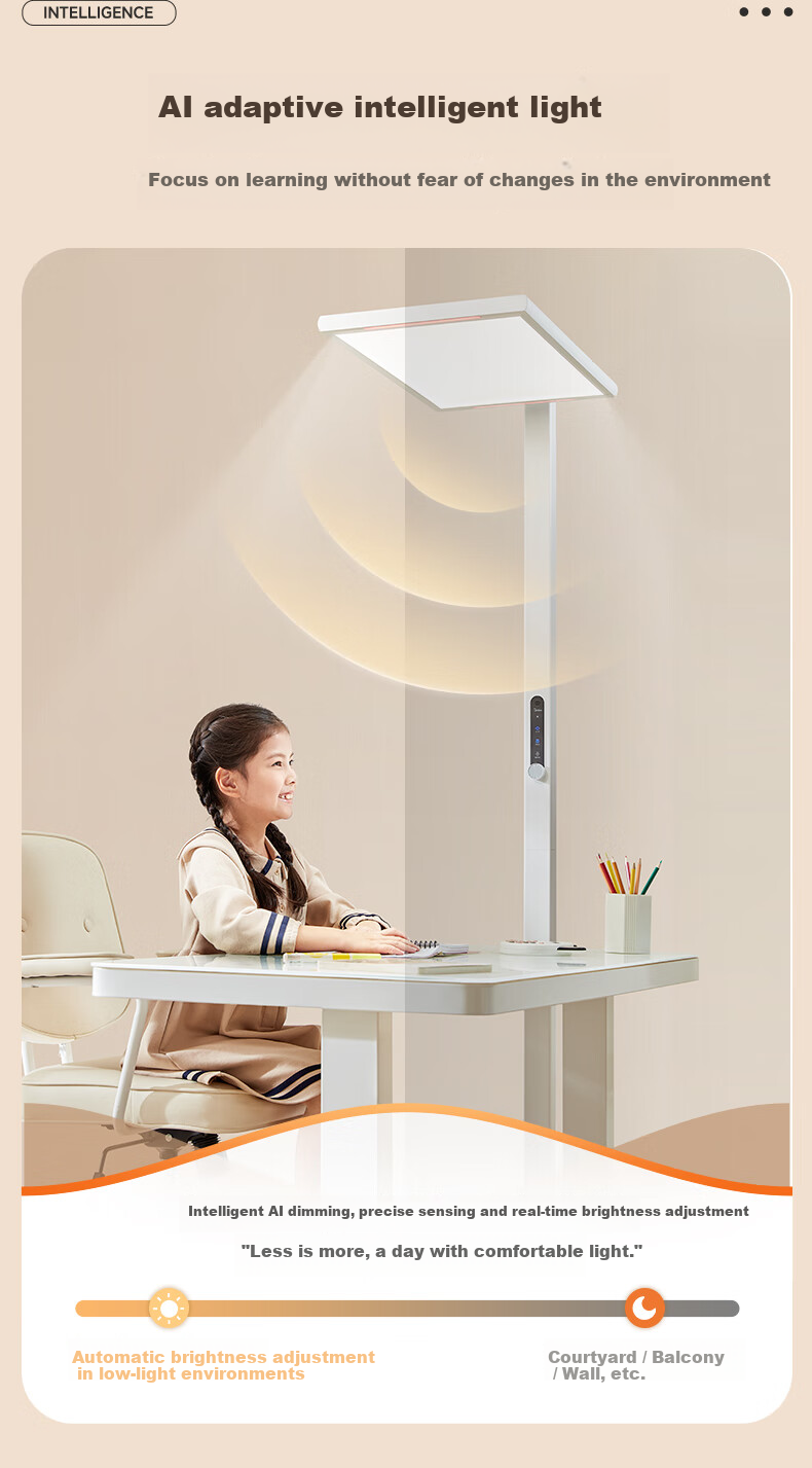 Midea Plus Floor Lamp, Eye-Protecting Standing Lamp for Children's Reading And Study, Voice-Controlled Smart Light Sensor, Large Street Lamp 13