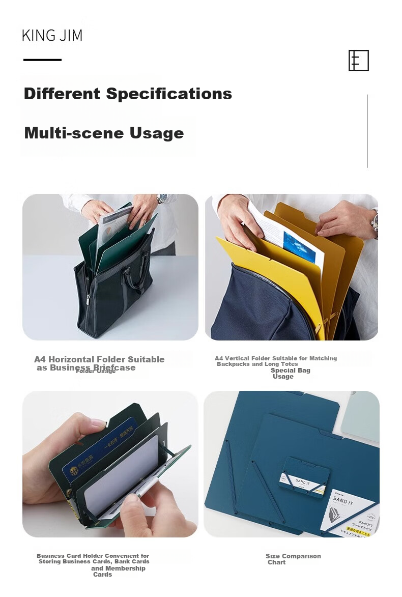KINGJIM SANDITA4 Sandwich Storage Clip 2582 Black Landscape A4 Landscape Paged Index Classification Storage for 3C Digital Products, All-Net Low Price 10