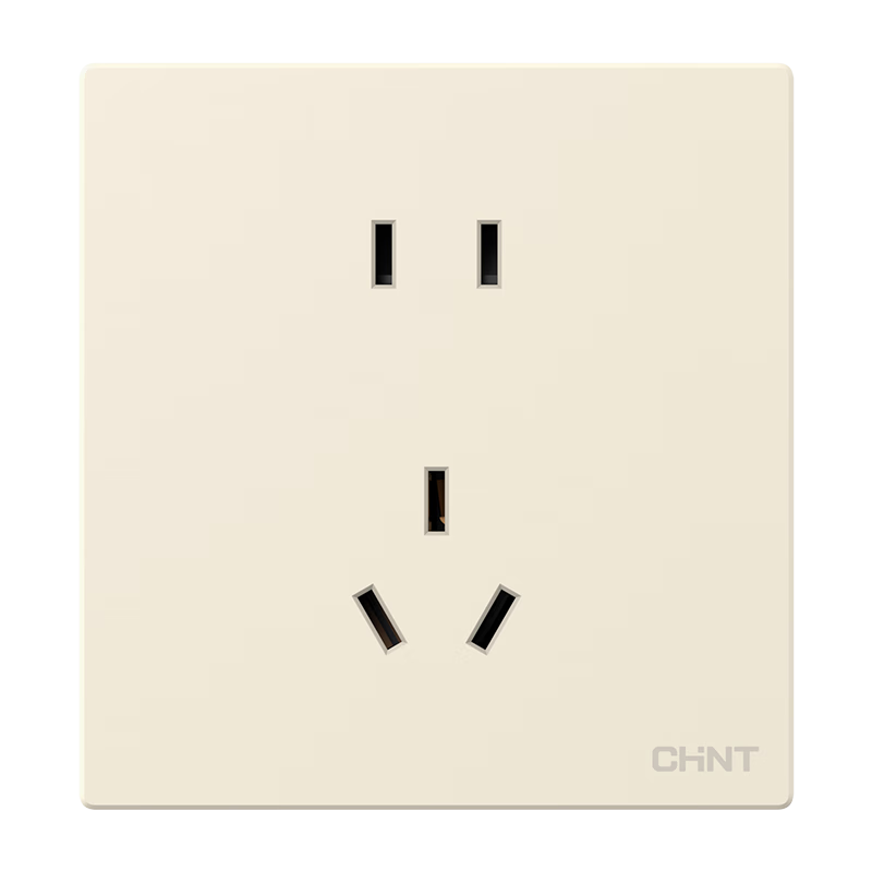 CHNT Switch Socket, No Spray Painting Cream Style Large Panel, Concealed Socket Panel, X1M, Standard Five-Hole Socket Cheese Yellow