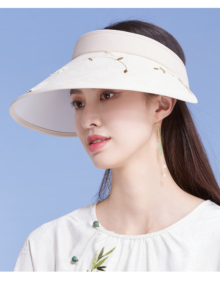 Shanghaigushi Sun Protection Hat for Women, Spring And Summer Visor Outdoor Casual UV-Resistant Sun Hat with Embroidery And Wide Brim 5
