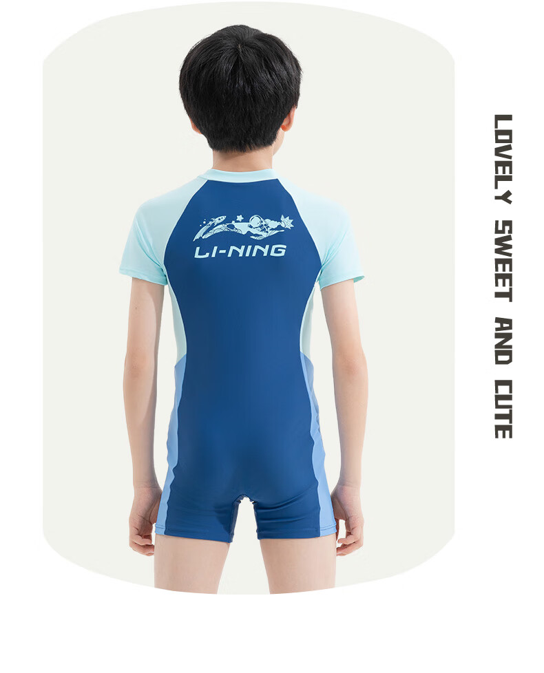 LI-NING Kids Girls Fashion Sun Protection One-Piece Swimsuit for Older Children Size 150 19