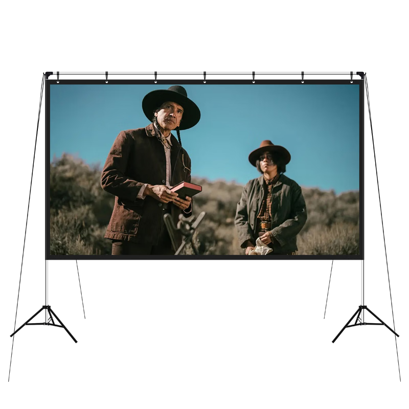 JINGMI 100-Inch 16:9 Portable Projection Screen Outdoor Camping Mobile Stand Screen H1 Quick-Release Quick-Set Windproof Wrinkle-Resistant Compatible with Various Telephoto Projectors
