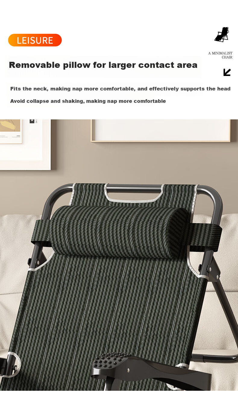 DSRAWMYT Folding Bed Recliner Office Nap Rest Bed Care Military Cot with Breathable Cotton Pad Dual-Use Chair Single Bed 2