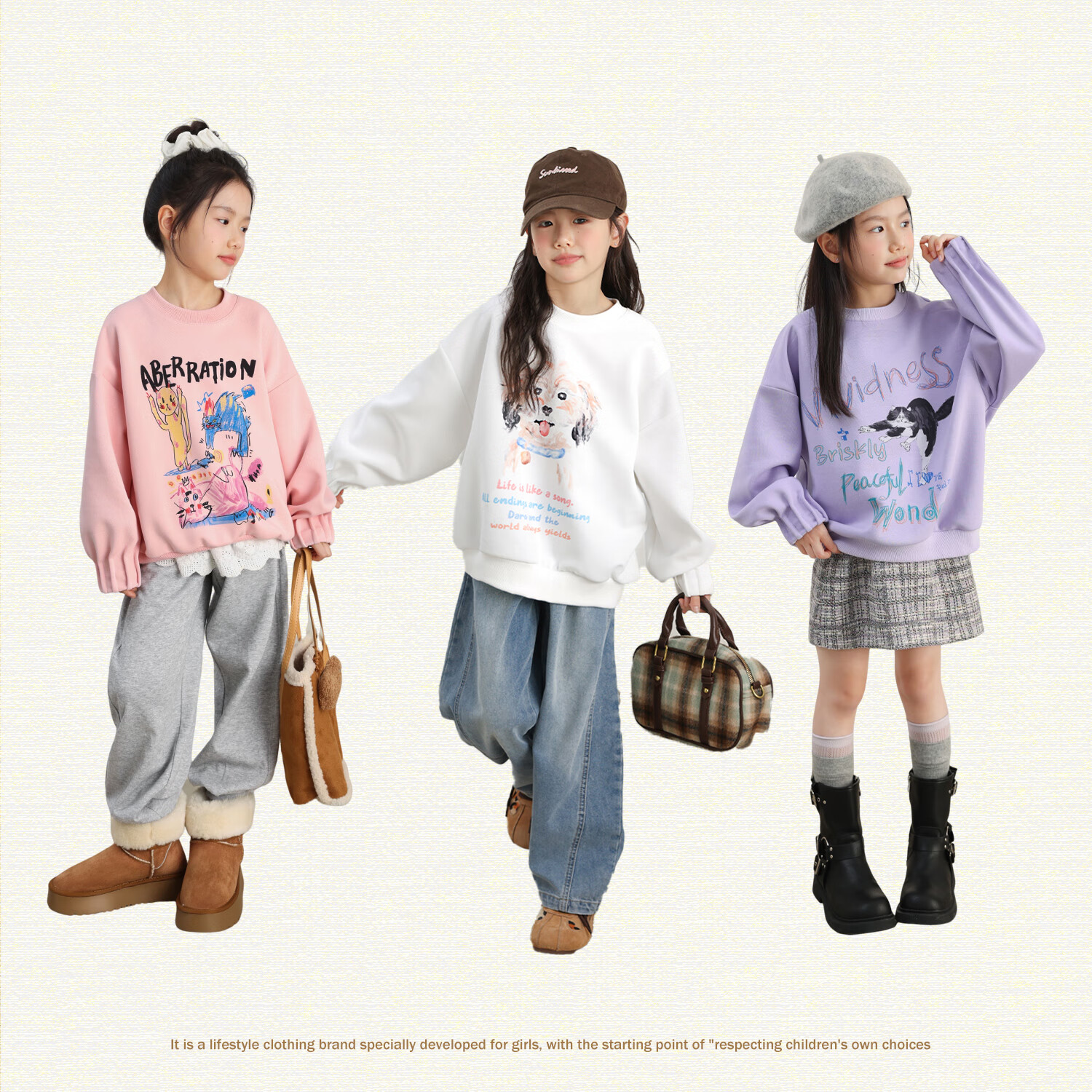 LUSON Chen Da Zhu Children's Clothing, Girls' Cartoon Sweatshirt, Spring And Autumn New Style, Trendy Kids' Autumn Top, Big Girls' Long-Sleeve
