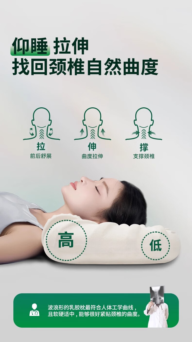 Mi Xiaoshu Latex Pillow Thailand Imported 93% Natural Latex Wave Slow Rebound Neck Support Pillow 4