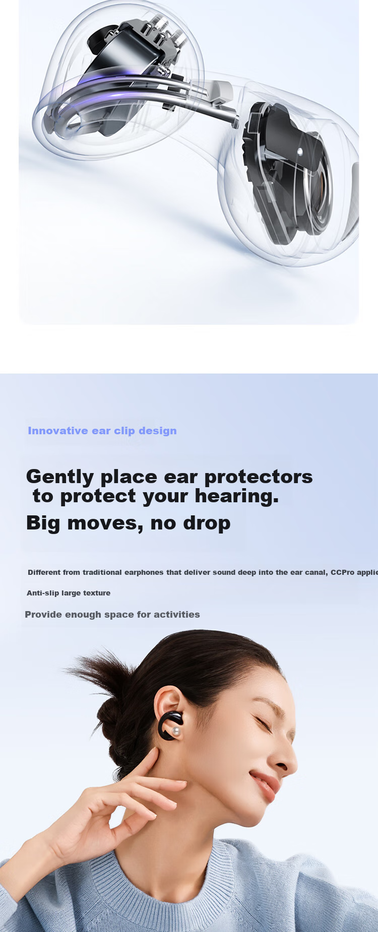 SoundPEATS Peat CC Pro Wireless Ear Clip Bluetooth Headphones, Open-Style Quick Charging, Dual Magnetic Custom Large Dynamic Driver, Cloud Comfortable Wear, Sports Bluetooth Headphones Gift, Beige 9
