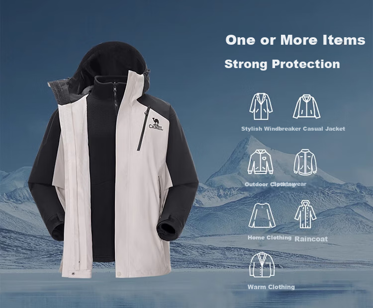 CAMEL [Wang Junkai's Style - Wangzhe Kaijia Evo], Outdoor Jacket, Three-In Rain Protection, Mountaineering Suit, 0780 12