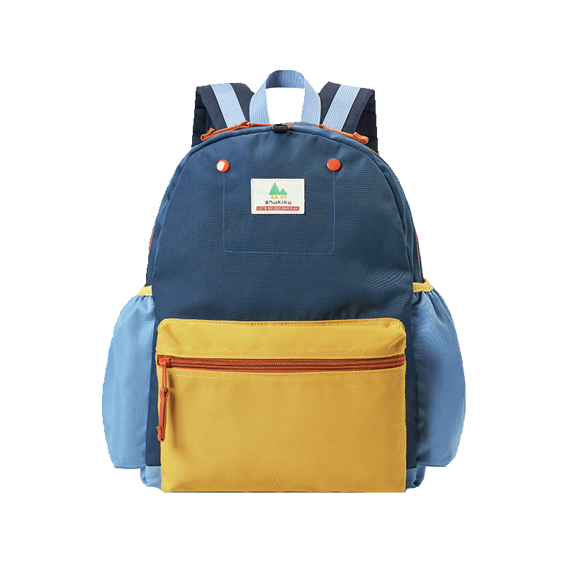 SHUKIKU Classic Color-Block Children's Backpack, Kindergarten Shoulder Bag for Grades 1-3 Elementary School Students, Blue Coconut Mango, Size L