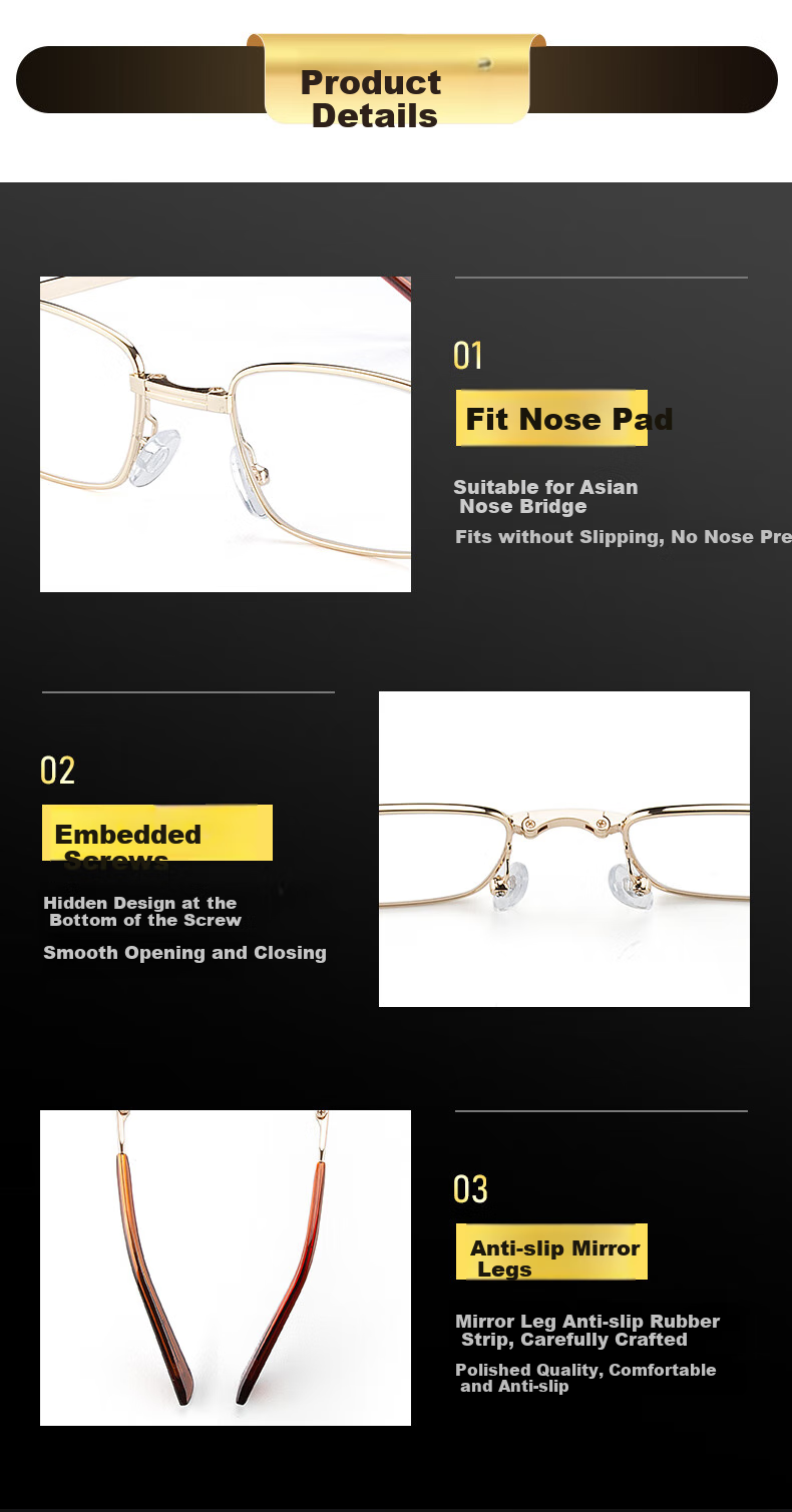 HONGYE Crystal Folding Reading Glasses for Men, Crystal Stone Reading Glasses, High-Definition Anti-Aging Eyewear for Fathers 6