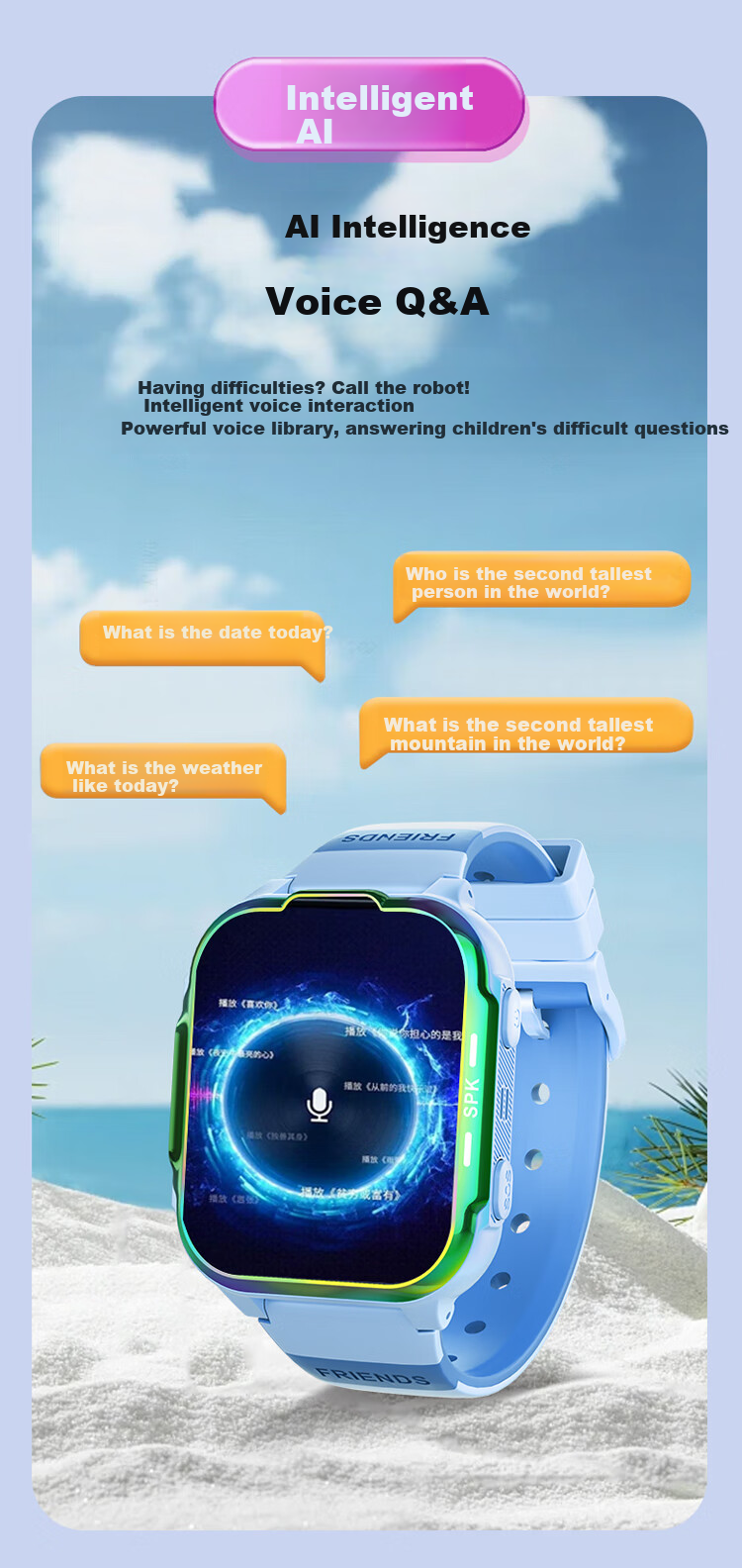 PALMHANG Smart Children's Phone Watch, 5G Full Network Compatible, Sports Video Watch, Suitable for Primary And Middle School Students, Can Insert SIM Card, GPS Precise Positioning, WeChat Multifunctional Youth Smart Watch 8