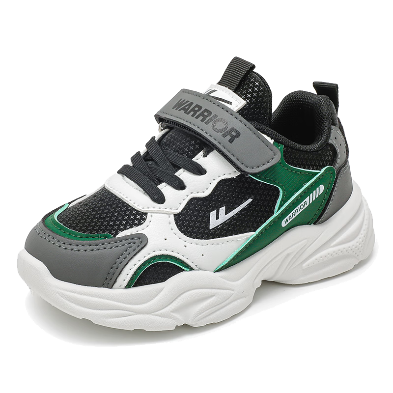 Warrior Boys' Sports Shoes Lightweight Casual Running Shoes WZ-1102 Black/White/Grey Size 27