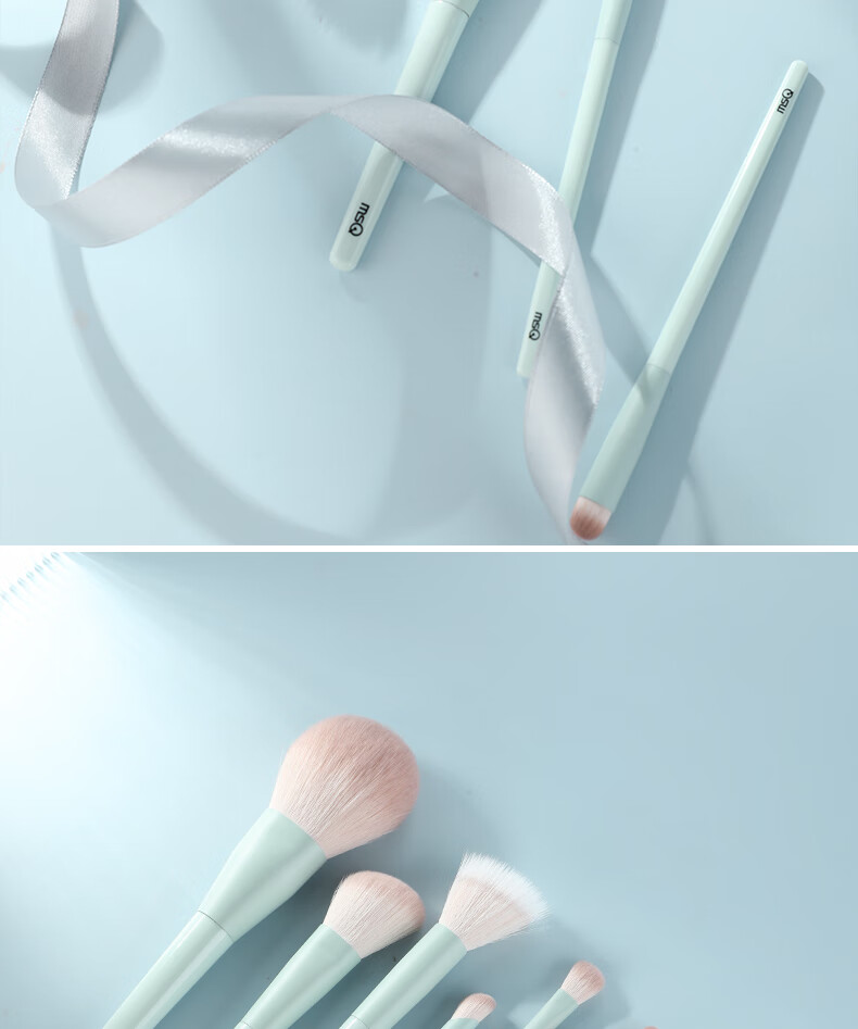 MSQ 11-Piece Cloud Blue Makeup Brush Set with Powder Brush, Blush Brush, Eyeshadow Brush, Concealer Brush, Contour Brush, Nose Shadow Brush, Includes Brush Bag 2
