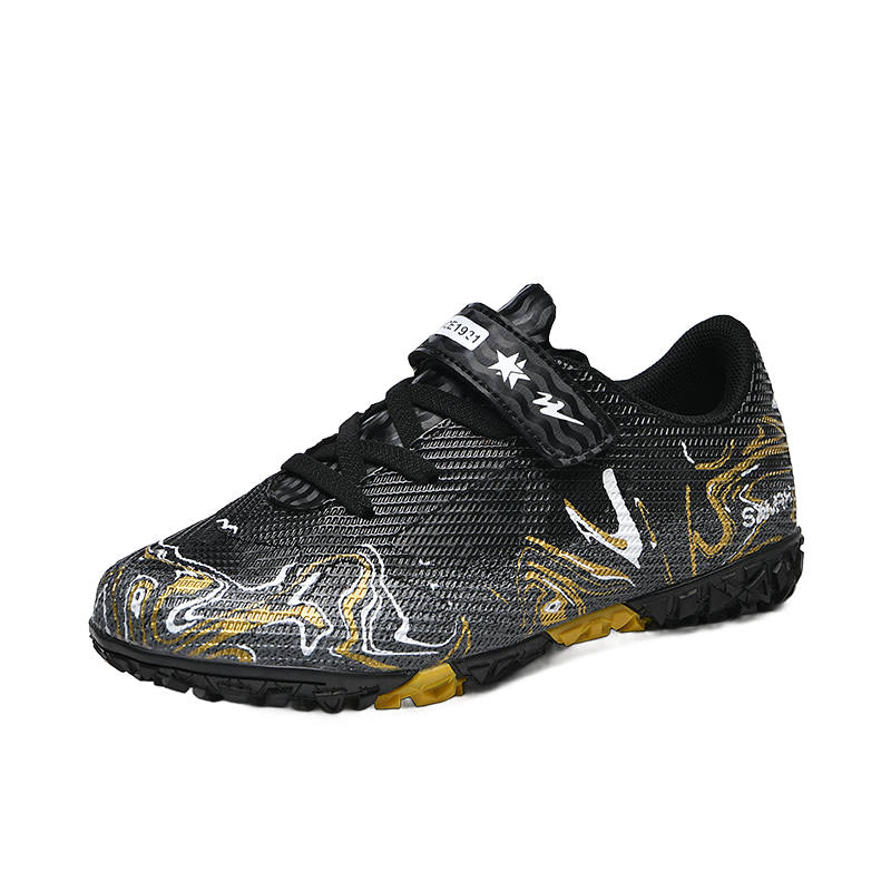Shuangxing Kids Soccer Shoes TF Turf Studs Non-Slip Wear-Resistant Youth Student Training Match Sneakers Black Gray Size 38