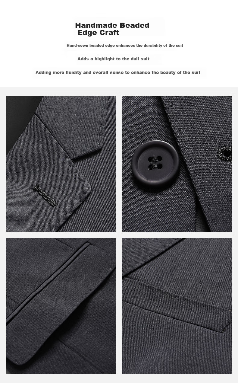 FIRS 70% Wool Suit Set for Men, Business Professional Slim-Fit Trousers And Jacket Set, Groom Wedding Attire Menswear 2