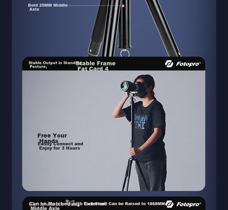 Fotopro FY-830+42QF Compact Detachable Monopod Quick-Expand Concert Camera Tripod Phone Stand 7