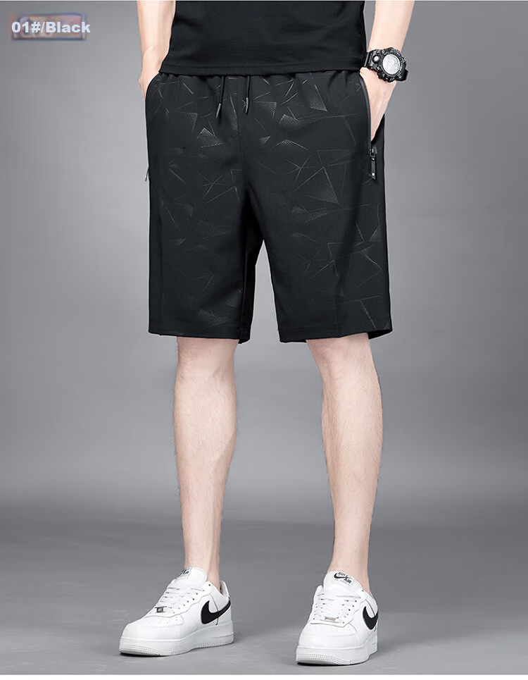 TUCANO Men's Shorts, Summer Ice Silk Breathable Quick-Dry Five-Point Pants, Loose Fashion Sports Pants, Large Size Menswear, Black D5XL 8