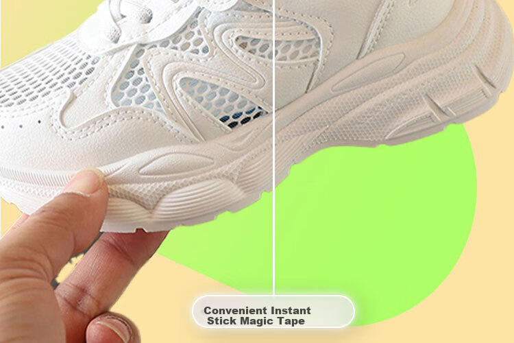 Warrior Children's White Mesh Shoes, Boys And Girls Running Shoes with Velcro Straps, WZ(CL)-0990, White, Size 37 7
