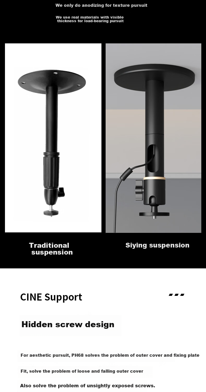 CINE Heavy-Duty Projector Ceiling Mount Bracket for Home Use, Compatible with XGIMI RS10 H6, Jianuo Dangbei F6, Hisense, Epson Projectors, Ceiling Hanging And Gimbal Bracket PH68-25 2