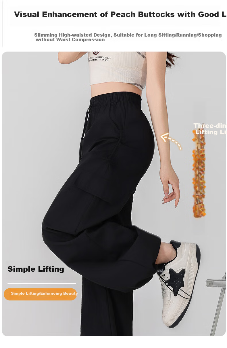 LangSha Women's Cargo Pants with Drawstring for Petite Figures, Lightweight Summer 2025 Butterfly Bow Casual Quick-Dry Trousers Paratrooper Pants 6