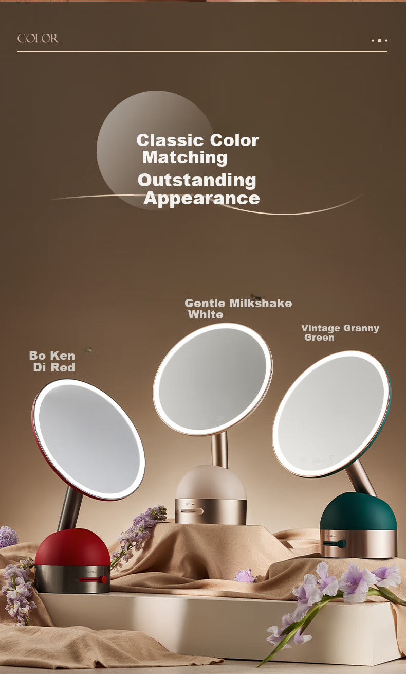 GEVILAN 3D Linkage Makeup Mirror with LED Light, Smart Illumination, Desktop Vanity Table, High-Definition Lighting Mirror, Gift for Girlfriend, Wife, Best Friend, Birthday And Wedding Present M2 White 12