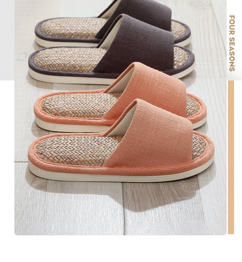 XGGC Malan Grass Linen Summer Indoor Floor Breathable Slippers for Men and Women Pink Size 38-39 1