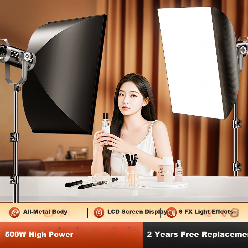 Jimantu Live Streaming Fill Light, 500W Indoor Studio Photography Professional COB Photography Light, Streamer-Specific Live Broadcast Studio Ball-Shaped Deep Mouth Parabolic Softbox, Video Shooting Sun Lamp