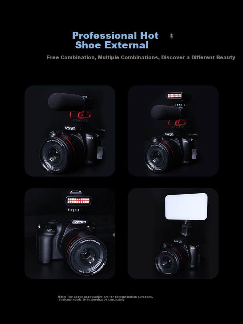 ORDRO [Premium Optical Zoom] Digital Camera, 64 Million High-Definition, 12x Optical Zoom, Entry-Level CCD, Student Campus Vlog, Mirrorless Lens, Extendable 4K Video Camera 16