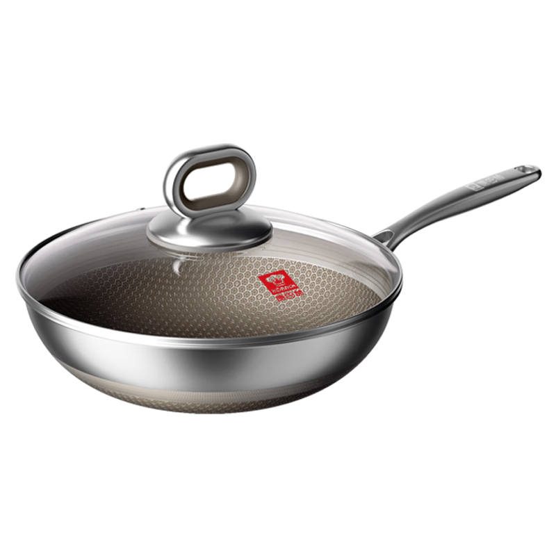 KOBACH Titanium Non-Stick Wok, 7th Generation Stir-Fry Pan, Zero Fluorine Honeycomb Pot, 28cm, Compatible with Induction Cooker And Gas Stove