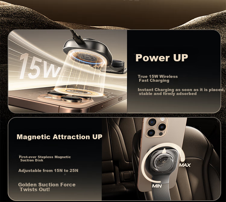 Baseus Car Phone Holder with Wireless Charger, Magnetic Car Mount, Adjustable Dashboard Holder for All Vehicle Models 5