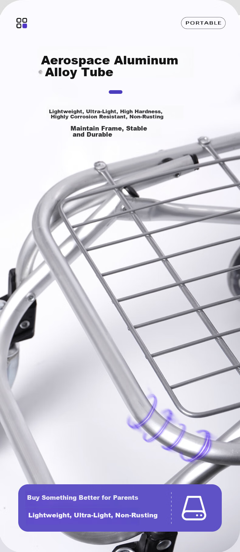 Adiya Portable Shopping Cart, Hand-Pulled Trolley, Folding Cart, Hand-Pushed And Pull Rod Cargo Cart for Grocery Shopping And Elderly Stairs Climbing, Labor-Saving 5