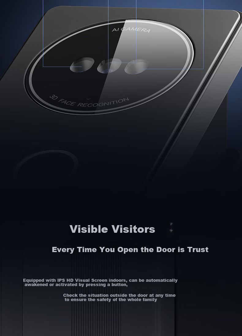 Haier Smart Door Lock P30 Facial Recognition Version Electronic Lock Password Door Lock Entry Door Anti-Theft Door Home Fingerprint Lock 6