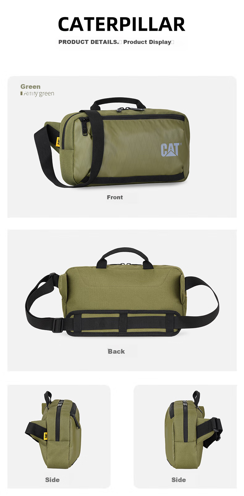 CAT Shoulder Bag, Crossbody Small Bag, Casual Phone Bag for Going Out, 10-Inch IPad Bag, Messenger Bag, Sports Bag, Black, 84930 5