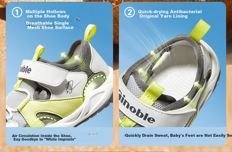 Ginoble Baby Walking Shoes Summer Boys and Girls Comfortable Breathable Sandals Beach Shoes GW1741 Light Gray/White 2