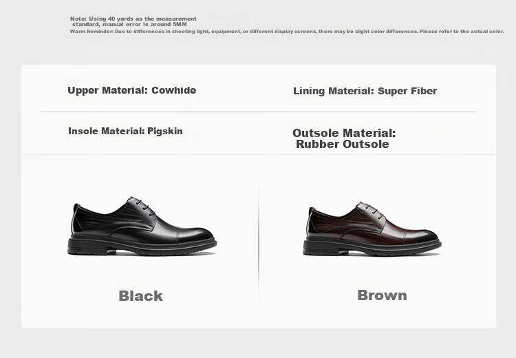 Aokang Men's Shoes, Spring Business Formal Leather Shoes, Men's Work Commute Lace-Up Leather Shoes, Black, Size 39 4