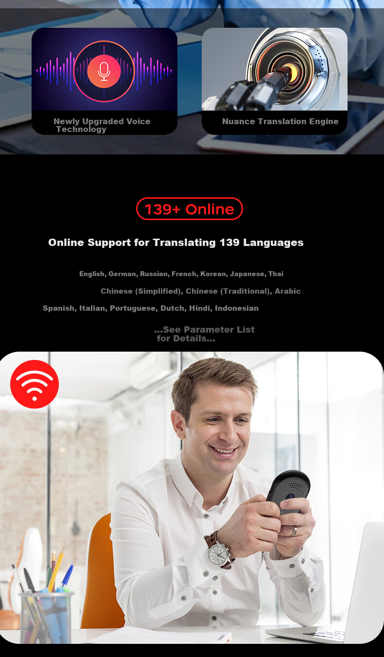 Aiguozhe Aigo Real-Time Translation Device, Multi-Language Offline Interpretation, Photo And Voice Translation, WiFi Connection, Smart Mini Portable Translator for Travel Abroad 3