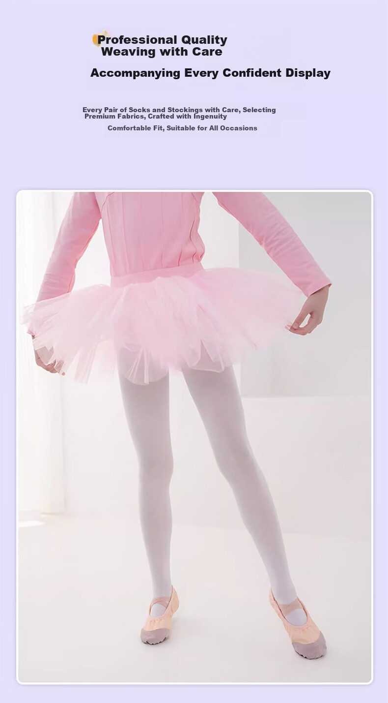 LangSha Children's Dance Tights, Girls' Practice White Anti-Sprain Pantyhose, Ultra-Thin Stockings for Dancing, Ballet Tights Suitable for Outdoor Wear 12