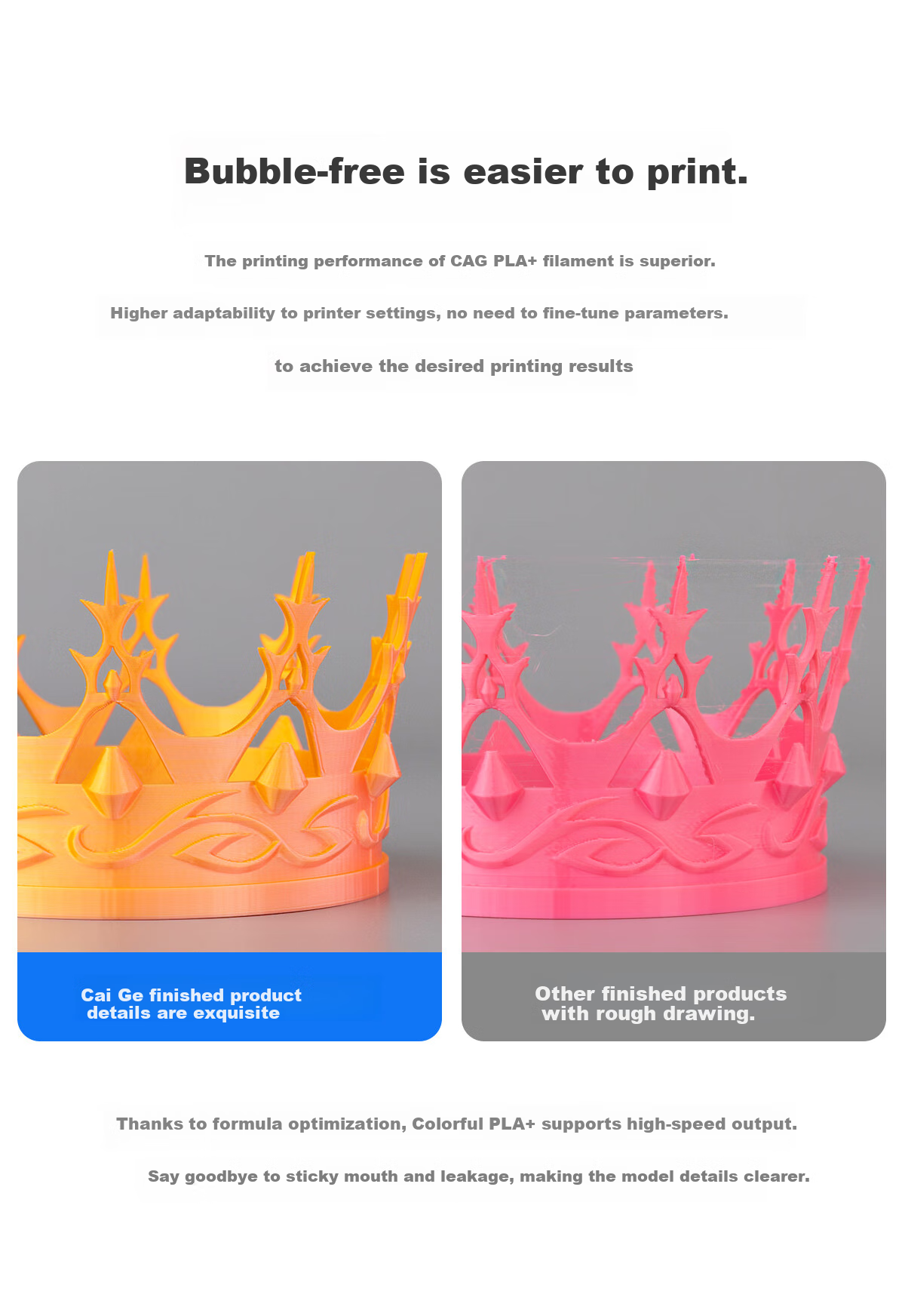 Caige 3D Printing Filament PLA+ 1.75mm Compatible with Tuozhu, Chuangxiang Sanwei, Duoku, Jiguang Erwo 3D Printer Drawing Pen Line Material, Gray, 1kg 6