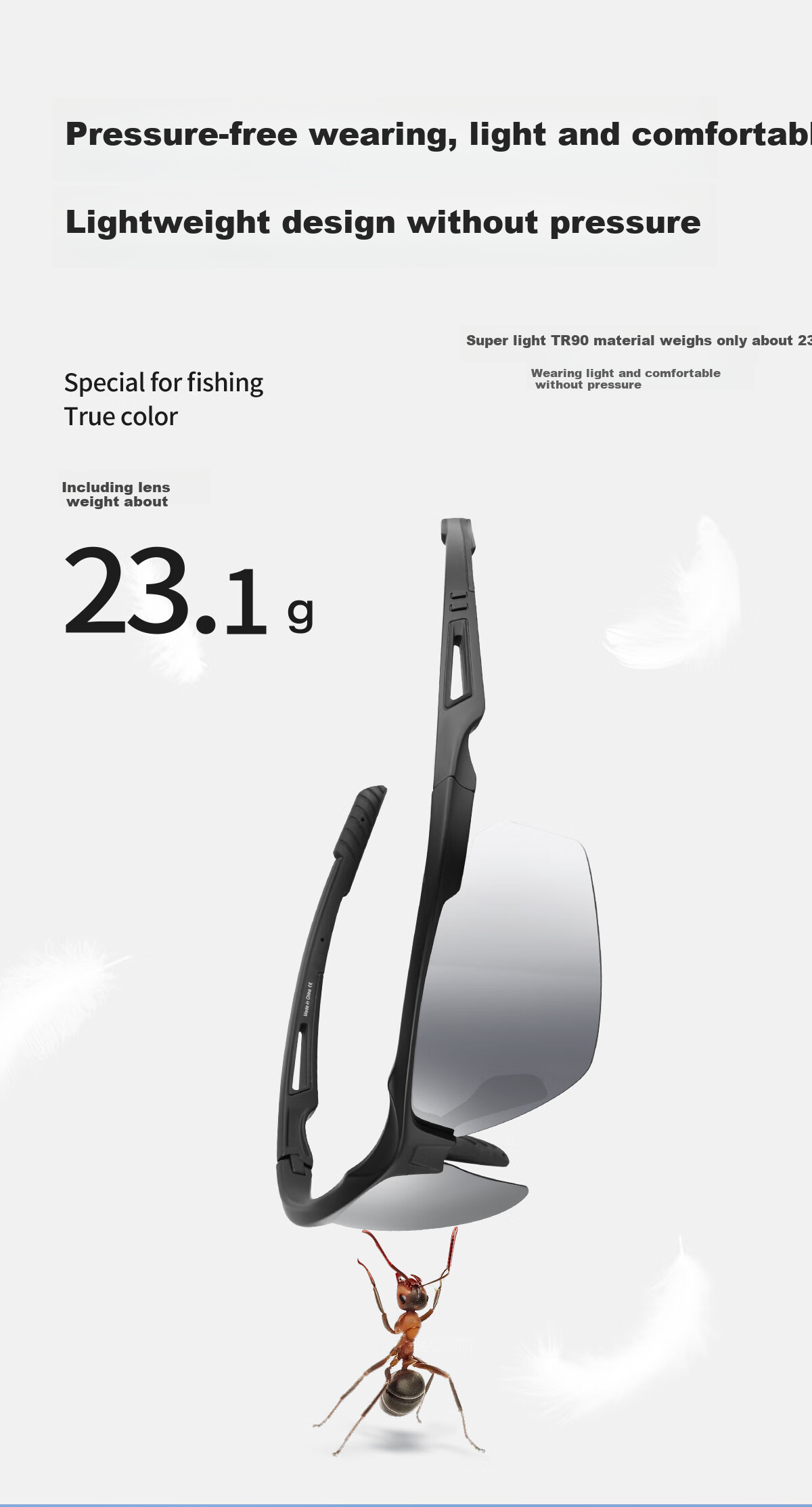 VOZAPOW Fishing Goggles for Float Viewing, High-Definition Polarized Eye Protection Sunglasses for Lure Fishing, Vibrating Reel, Men's Driving Sunglasses 6