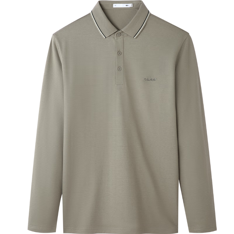 HLAHLA Men's Long Sleeve Polo Shirt 25 Lightweight Business Fashion Collar Autumn