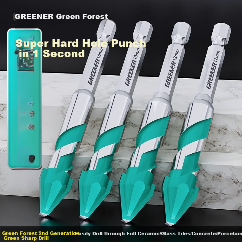 GREENER Eccentric Drill Bit, Angled Bit, Extra-Hard Ceramic Tile Drilling, Concrete Glass Cement Wall, Hand Drill, 6/8/10/12mm