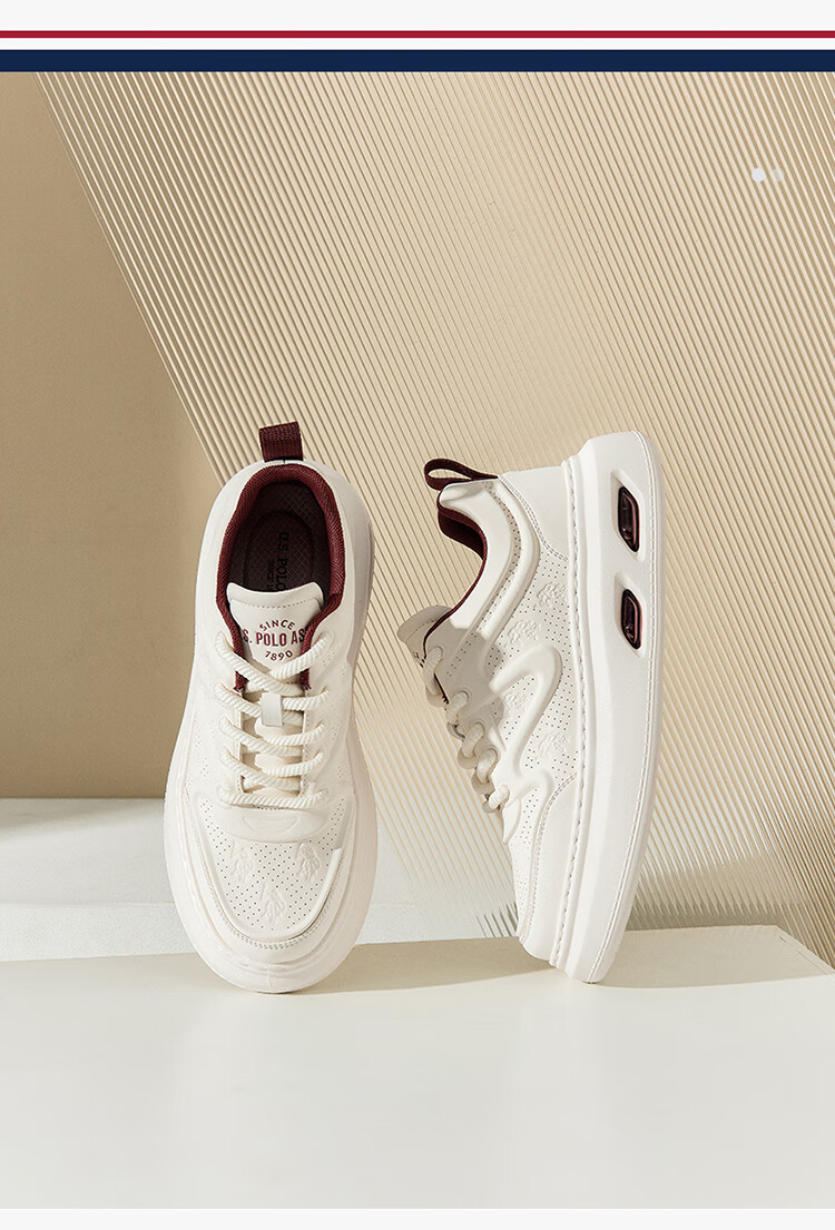 U.S. POLO ASSN. Men's Shoes, 2026 Spring And Summer New Style, Perforated Breathable Sneakers, Versatile White Shoes, High-End Light Luxury Business Casual Shoes 2