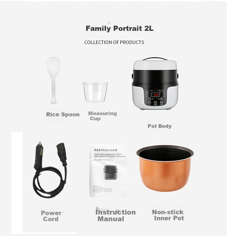 Yuwo Car Rice Cooker, 12V/24v, Compatible with Various Vehicles, 2L Large Capacity, Detachable Inner Pot 14
